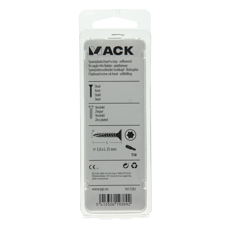 Mack 1017283 - spainplschr.vzkop-selfb. gelb plattiert 40 Stück 3,0 x 25 mm | 10 Stück