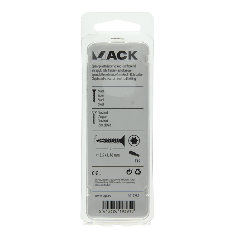 Mack 1017285 - spanienplschr.vzkop-selbstmontage gelb plattiert 40 Stück 3,5 x 16 mm | 10 Stück