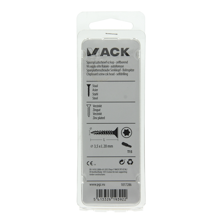 Mack 1017286 - Spanschraubenkopf zur Selbstmontage, gelb plattiert, 35 Stück, 3,5 x 20 mm | 10 Stück
