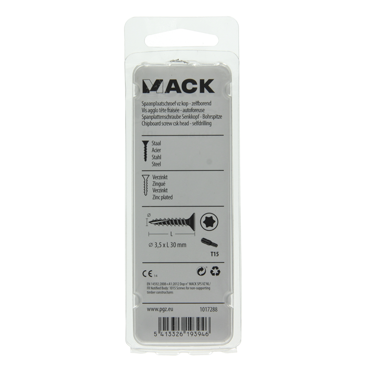 Mack 1017288 - spainplschr.vzkop-selfb. gelb plattiert 26 Stück 3,5 x 30 mm | 10 Stück