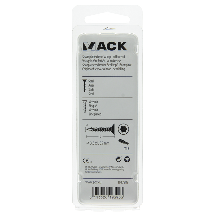 Mack 1017289 – Chip-Schraubenkopf zur Selbstmontage, gelb plattiert, 24 Stück, 3,5 x 35 mm | 10 Stück