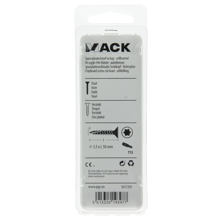 Mack 1017291 - spainplschr.vzkop-selfb. gelb plattiert 14 Stück 3,5 x 50 mm | 10 Stück