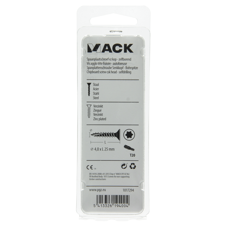 Mack 1017294 - spainplschr.vzkop-selfb. gelb plattiert 25 Stück 4,0 x 25 mm | 10 Stück