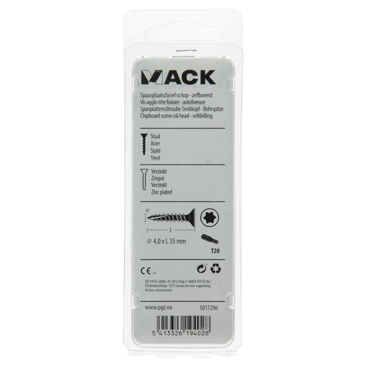 Mack 1017296 - spanienplschr.vzkop-selbstmontage gelb plattiert 20 Stück 4,0 x 35 mm | 10 Stück