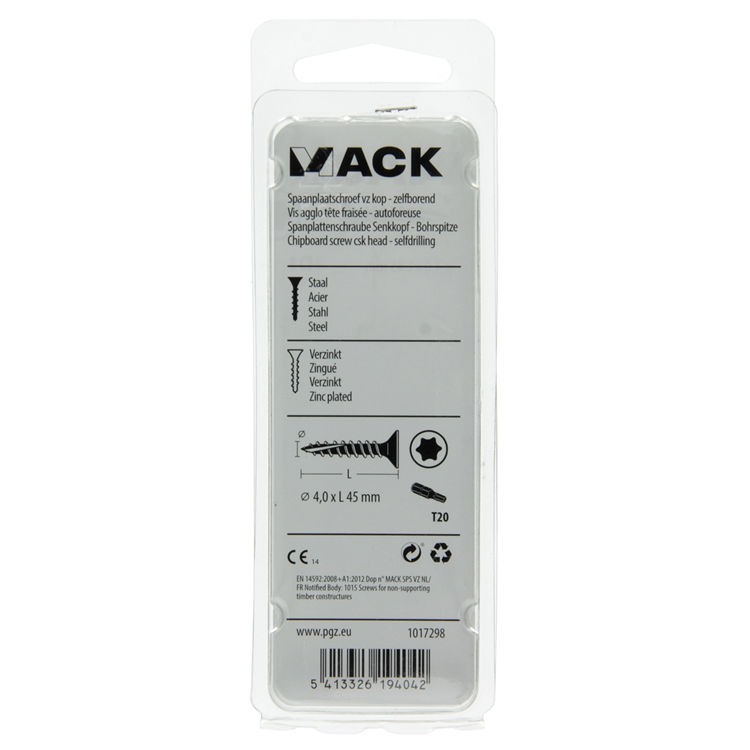 Mack 1017298 - Chip-Schraubenkopf zur Selbstmontage, gelb plattiert, 16 Stück, 4,0 x 45 mm | 10 Stück