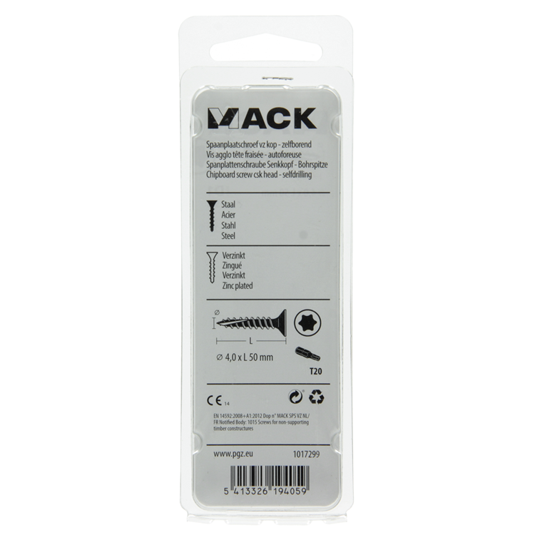 Mack 1017299 - spainplschr.vzkop-selfb. gelb plattiert 15 Stück 4,0 x 50 mm | 10 Stück