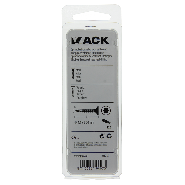 Mack 1017301 - spanienplschr.vzkop-selbstmontage gelb plattiert 24 Stück 4,5 x 20 mm | 10 Stück