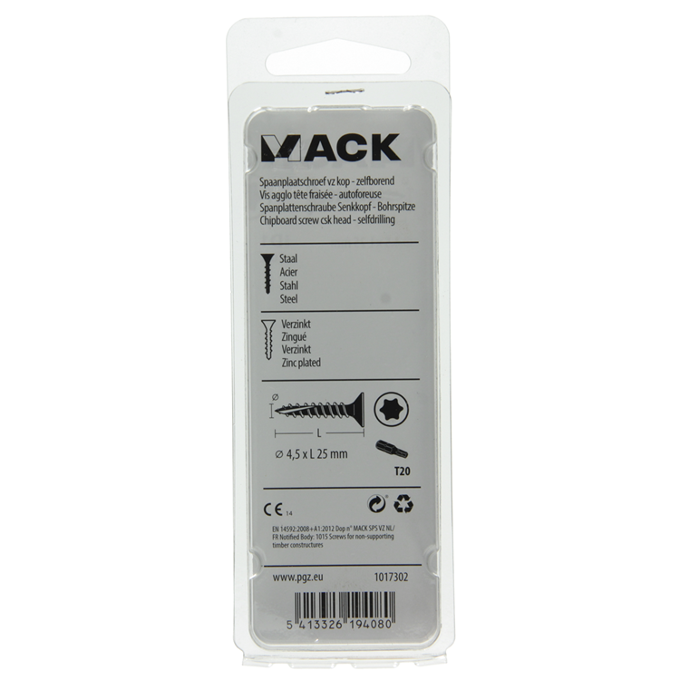 Mack 1017302 - spanienplschr.vzkop-selbstmontage gelb plattiert 20 Stück 4,5 x 25 mm | 10 Stück
