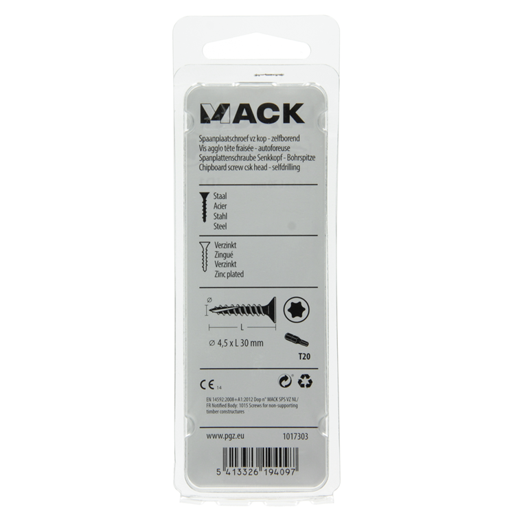 Mack 1017303 - spanienplschr.vzkop-selbstmontage gelb plattiert 18 Stück 4,5 x 30 mm | 10 Stück
