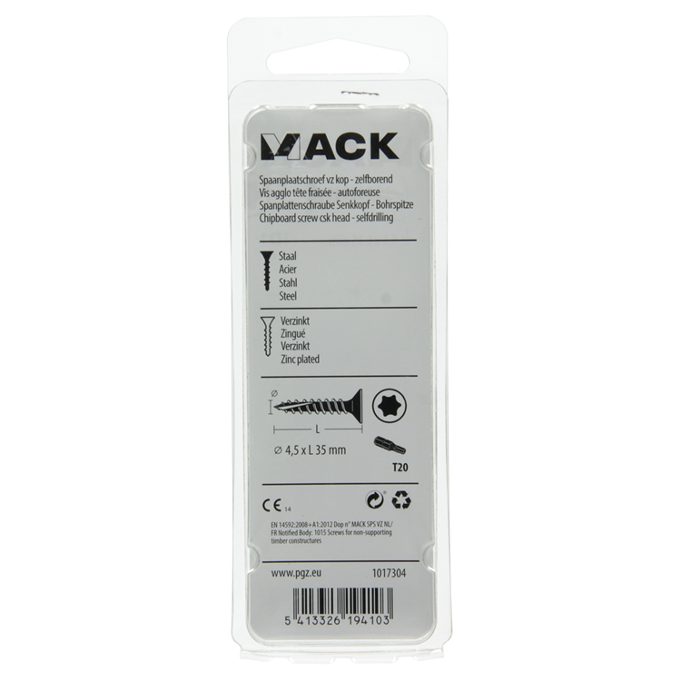 Mack 1017304 - spainplschr.vzkop-selfb. gelb plattiert 16 Stück 4,5 x 35 mm | 10 Stück