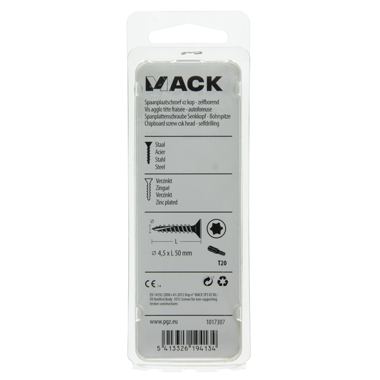 Mack 1017307 - spaanplschr.vzkop-selbstmontage gelb plattiert 12 Stück 4,5 x 50 mm | 10 Stück