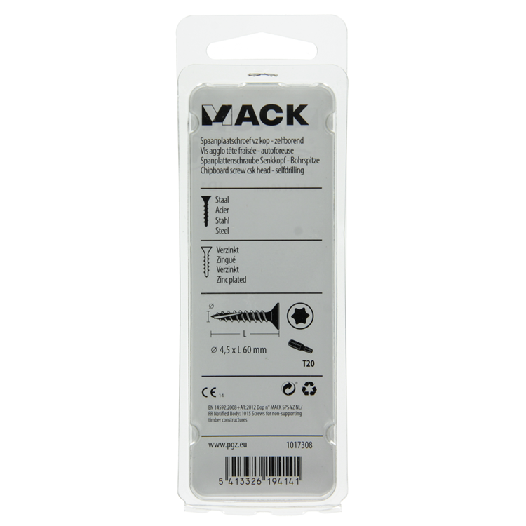 Mack 1017308 - spanienplschr.vzkop-selbstmontage gelb sat.10 Stück 4,5 x 60 mm | 10 Stück