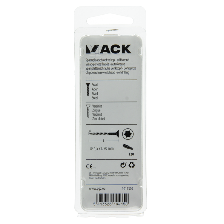 Mack 1017309 - spainplschr.vzkop-selfb. gelb plattiert 9 Stück 4,5 x 70 mm | 10 Stück