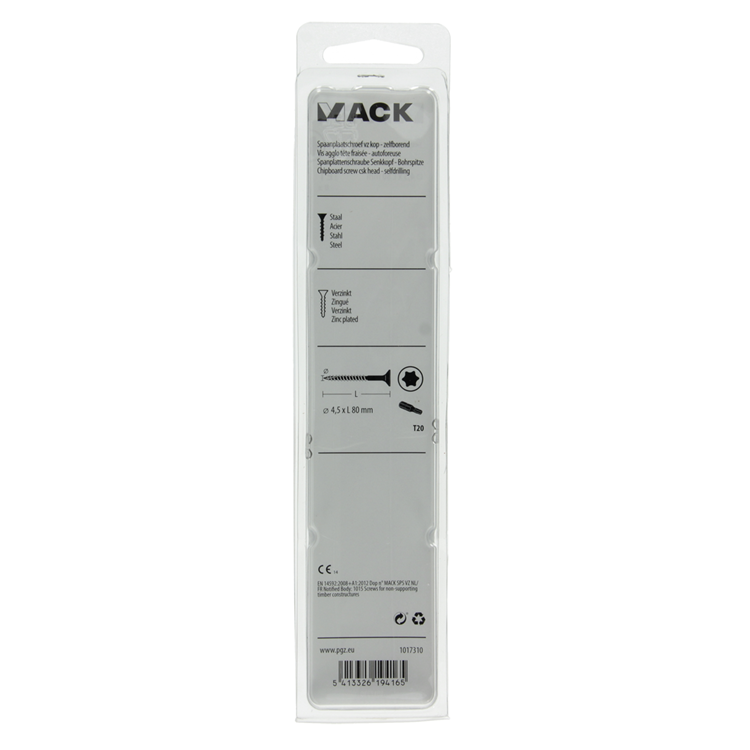 Mack 1017310 - spanienplschr.vzkop-selbstmontage gelb plattiert 8 Stück 4,5 x 80 mm | 5 Stück