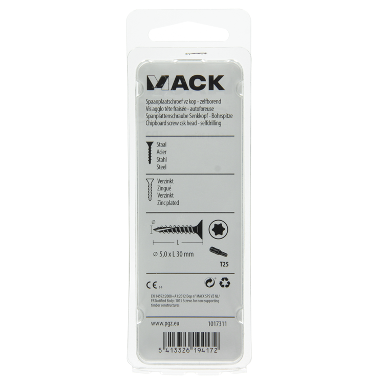 Mack 1017311 - spainplschr.vzkop-selfb. gelb plattiert 15 Stück 5,0 x 30 mm | 10 Stück