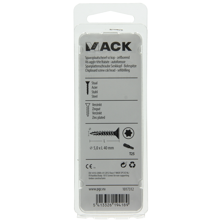 Mack 1017312 - spanienplschr.vzkop-selbstmontage gelb plattiert 12 Stück 5,0 x 40 mm | 10 Stück