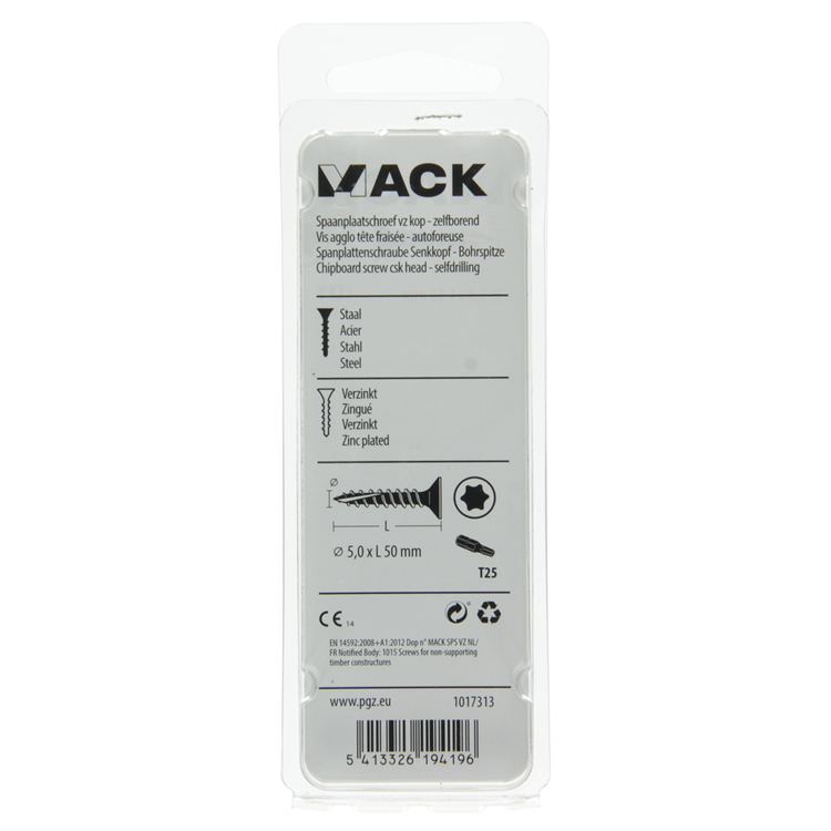 Mack 1017313 - spainplschr.vzkop-selfb. gelb plattiert 10 Stück 5,0 x 50 mm | 10 Stück