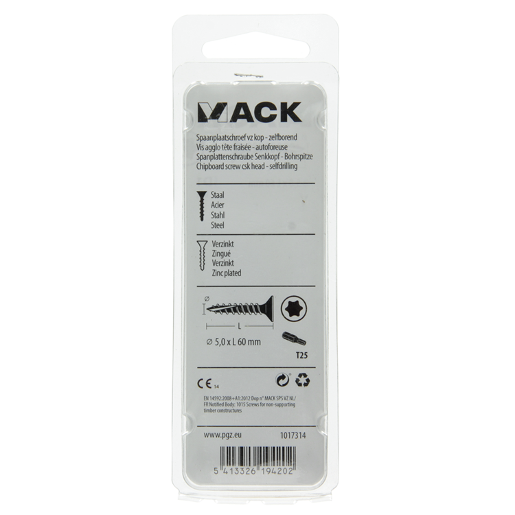 Mack 1017314 - spainplschr.vzkop-selfb. gelb plattiert 8 Stück 5,0 x 60 mm | 10 Stück