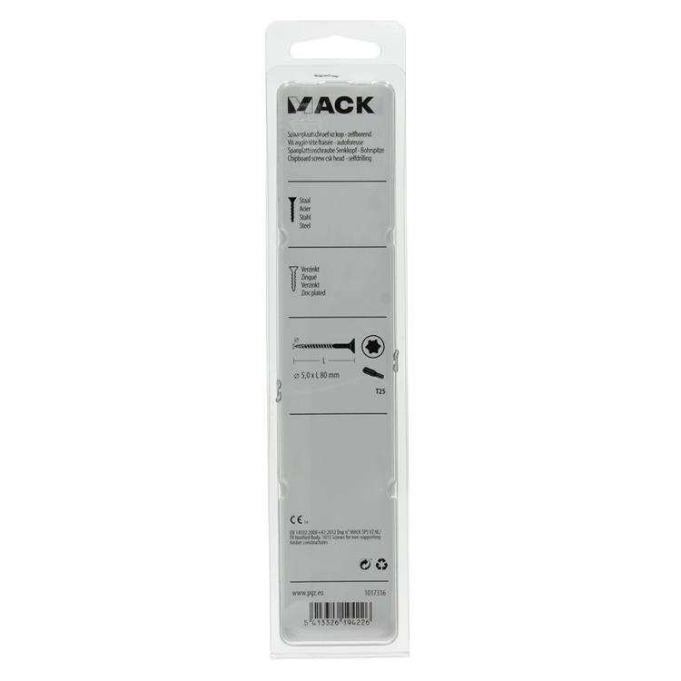 Mack 1017316 - spanienplschr.vzkop-selbstmontage gelb plattiert 6 Stück 5,0 x 80 mm | 5 Stück