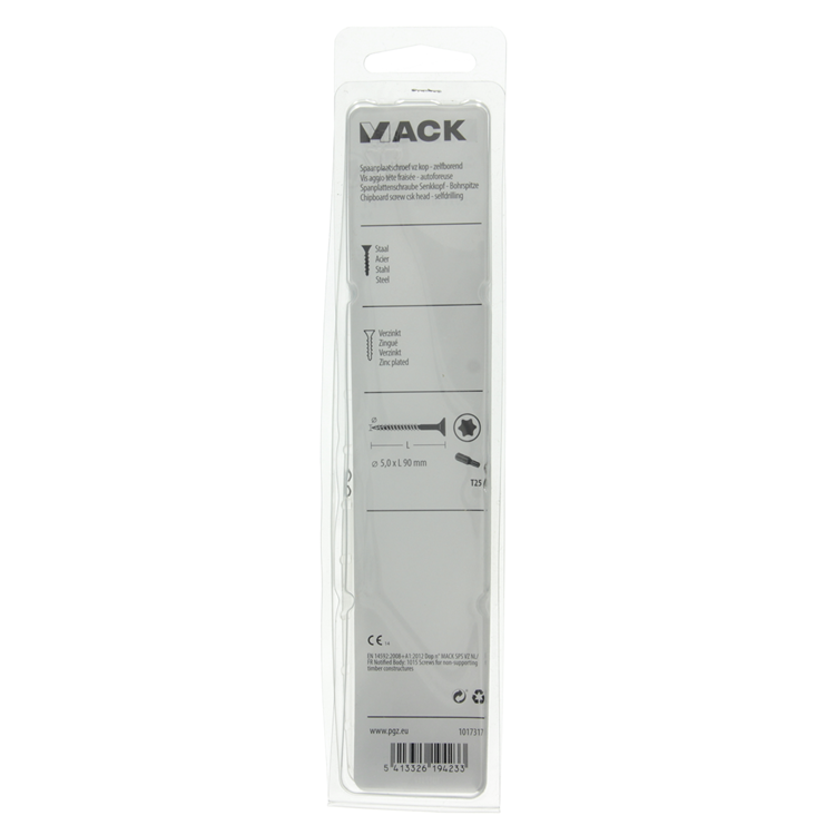 Mack 1017317 - spainplschr.vzkop-selfb. gelb plattiert 5 Stück 5,0 x 90 mm | 5 Stück