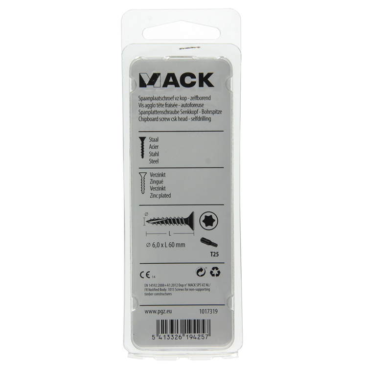 Mack 1017319 - spainplschr.vzkop-selfb. gelb plattiert 6 Stück 6,0 x 60 mm | 10 Stück