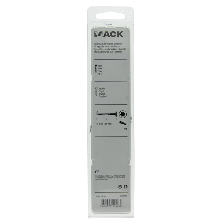 Mack 1017320 - spanienplschr.vzkop-selbstmontage gelb plattiert 5 Stück 6,0 x 80 mm | 5 Stück