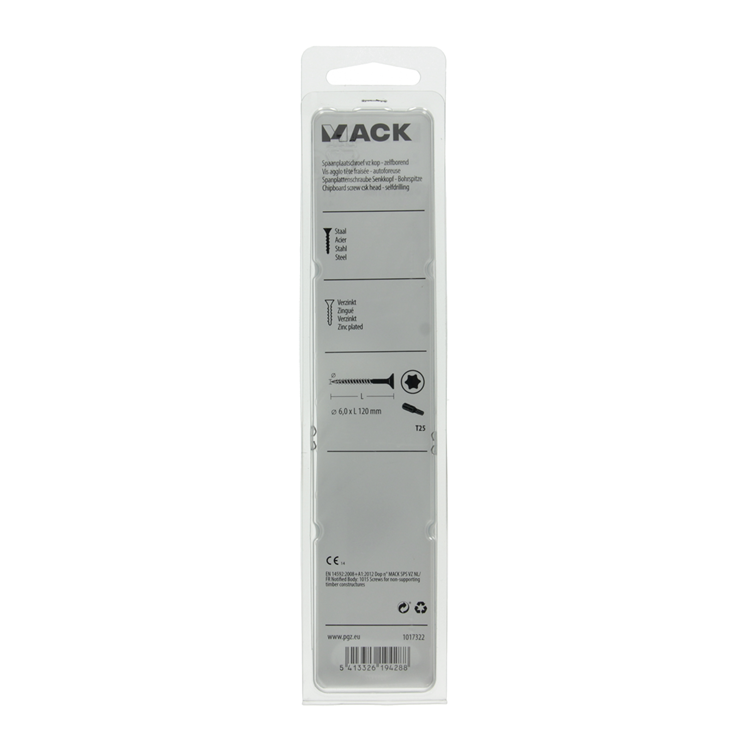 Mack 1017322 - spainplschr.vzkop-selfb. gelb plattiert 4 Stück 6,0 x 120 mm | 5 Stück