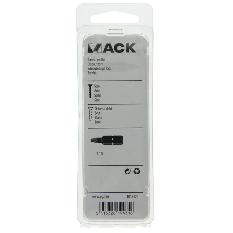 Mack 1017324 - Torx-Schraubenbit Stahl unbehandelt 2 Stück T 10 | 10 Stück