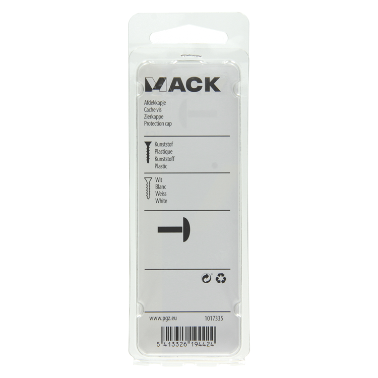 Mack 1017335 - Abdeckkappe Kunststoff weiß 40 Stück | 10 Stück