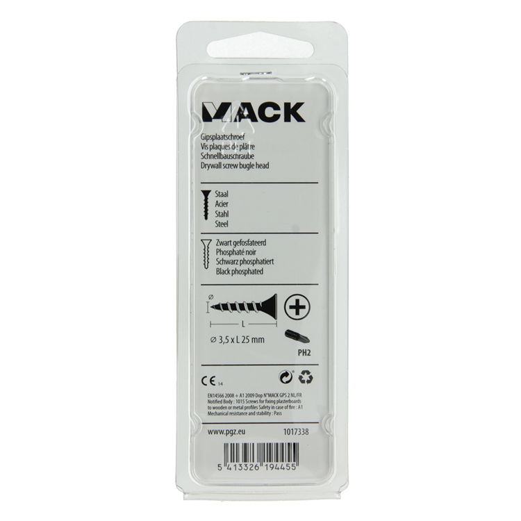 Mack 1017338 - Gipskartonschraube, schwarzes Phosph. 30 Stück 3,5 x 25 mm | 10 Stück