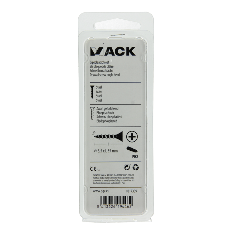 Mack 1017339 - Gipskartonschraube, schwarzes Phosph. 25 Stück 3,5 x 35 mm | 10 Stück