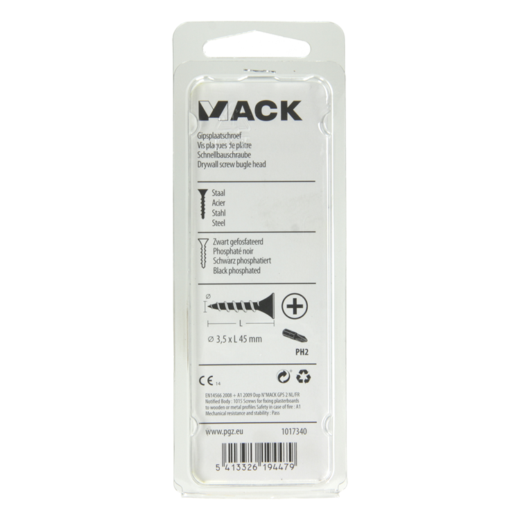 Mack 1017340 - Gipskartonschraube, schwarzes Phosph. 20 Stück 3,5 x 45 mm | 5 Stück