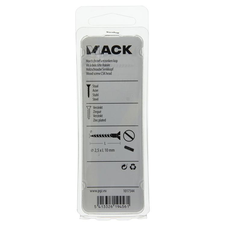 Mack 1017344 - Holzschraube Senkkopf verzinkt 30 Stück 2,5 x 10 mm | 10 Stück