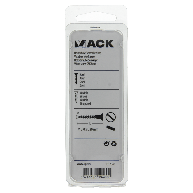 Mack 1017348 - Holzschraube Senkkopf verzinkt 28 Stück 3,0 x 20 mm | 10 Stück