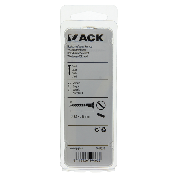 Mack 1017350 - Holzschraube Senkkopf verzinkt 27 Stück 3,5 x 16 mm | 10 Stück