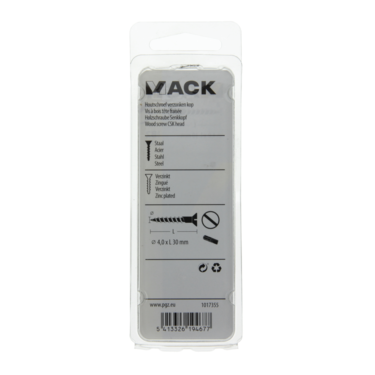 Mack 1017355 - Holzschraube Senkkopf verzinkt 17 Stück 4,0 x 30 mm | 10 Stück
