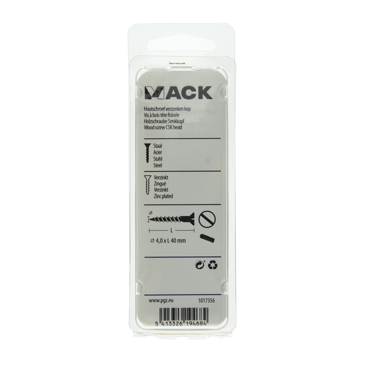 Mack 1017356 - Holzschraube Senkkopf verzinkt 14 Stück 4,0 x 40 mm | 10 Stück