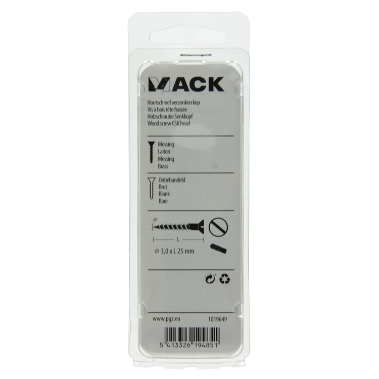 Mack 1019649 - Holzschraube Senkkopf Messing 11 Stück 3,0 x 25 mm | 10 Stück