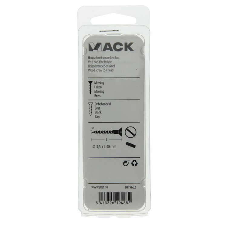 Mack 1019652 - Holzschraube Senkkopf Messing 9 Stück 3,5 x 30 mm | 10 Stück