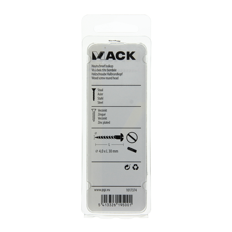 Mack 1017374 - Holzschraube Linsenkopf Stahl verzinkt 12 Stück 4,0 x 30 mm | 10 Stück