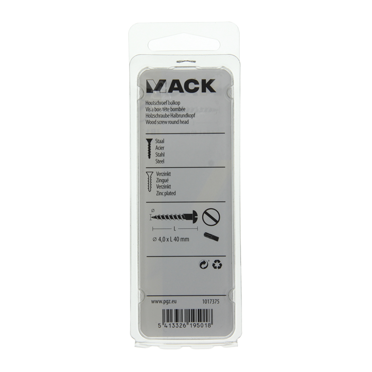 Mack 1017375 - Holzschraube Linsenkopf Stahl verzinkt 10 Stück 4,0 x 40 mm | 10 Stück