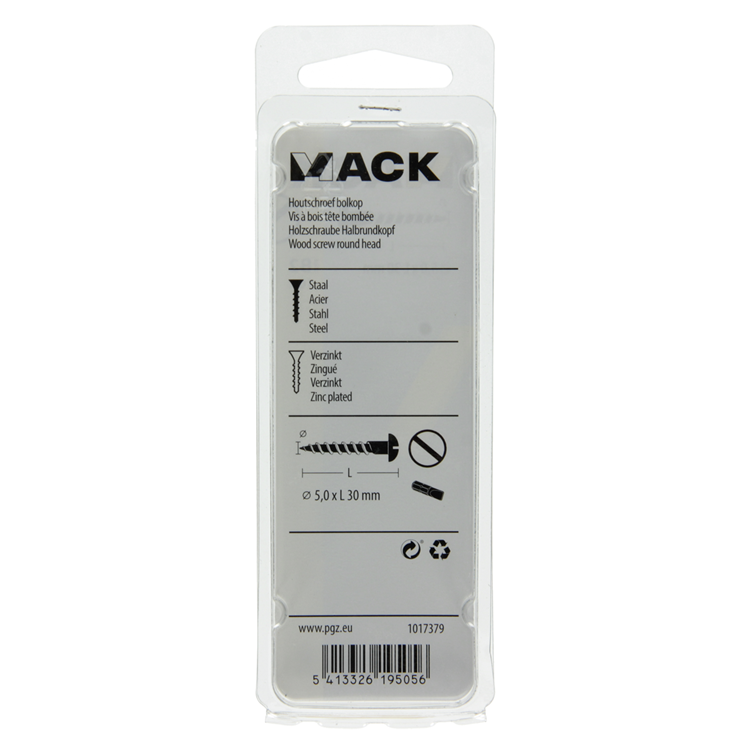 Mack 1017379 - Holzschraube Linsenkopf Stahl verzinkt 10 Stück 5,0 x 30 mm | 10 Stück
