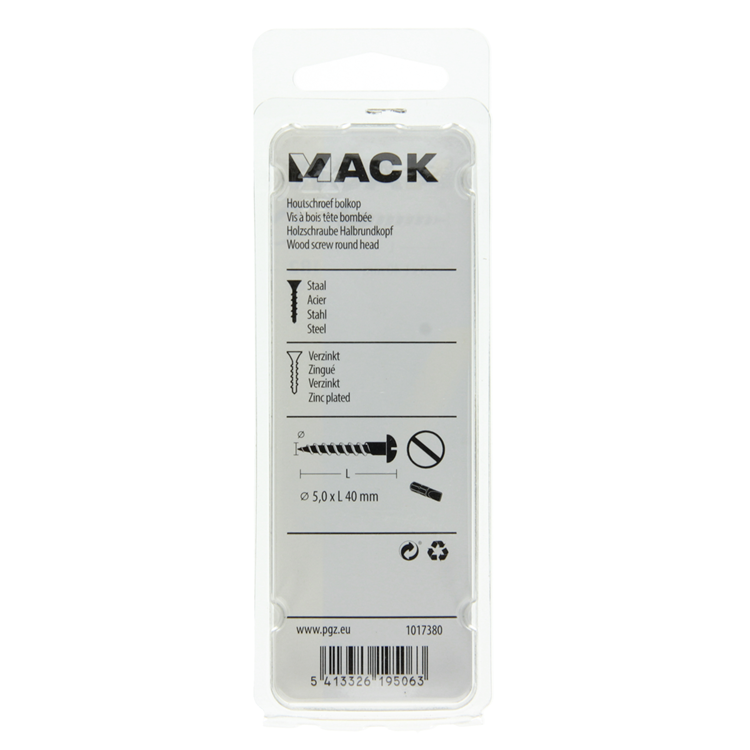 Mack 1017380 - Holzschraube Linsenkopf Stahl verzinkt 8 Stück 5,0 x 40 mm | 10 Stück
