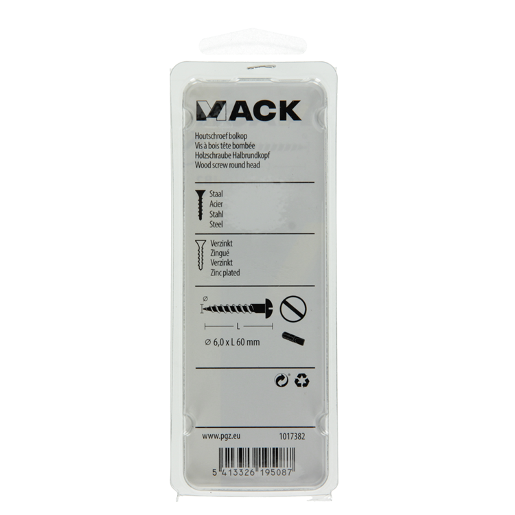 Mack 1017382 - Holzschraube Linsenkopf Stahl verzinkt 4 Stück 6,0 x 60 mm | 10 Stück