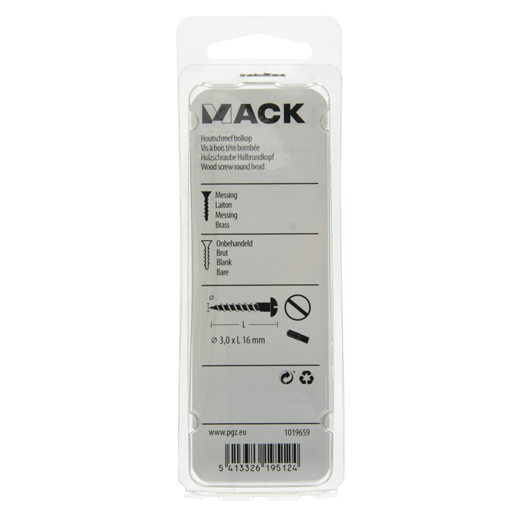 Mack 1019659 - Holzschraube Linsenkopf Messing 12 Stück 3,0 x 16 mm | 10 Stück