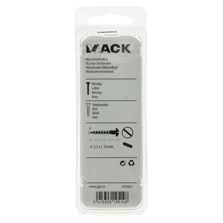 Mack 1019661 - Holzschraube Linsenkopf Messing 10 Stück 3,5 x 16 mm | 10 Stück