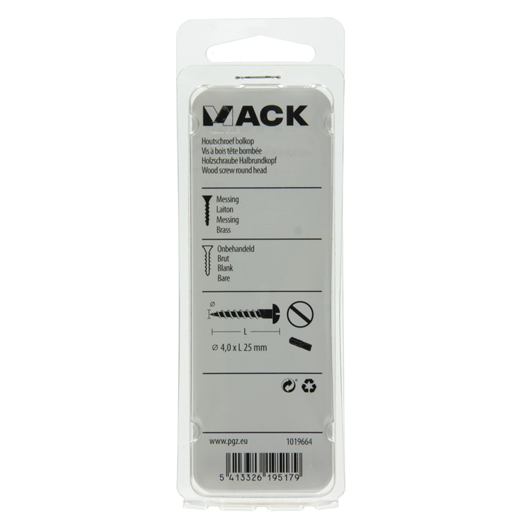 Mack 1019664 - Holzschraube Linsenkopf Messing 8 Stück 4,0 x 25 mm | 10 Stück