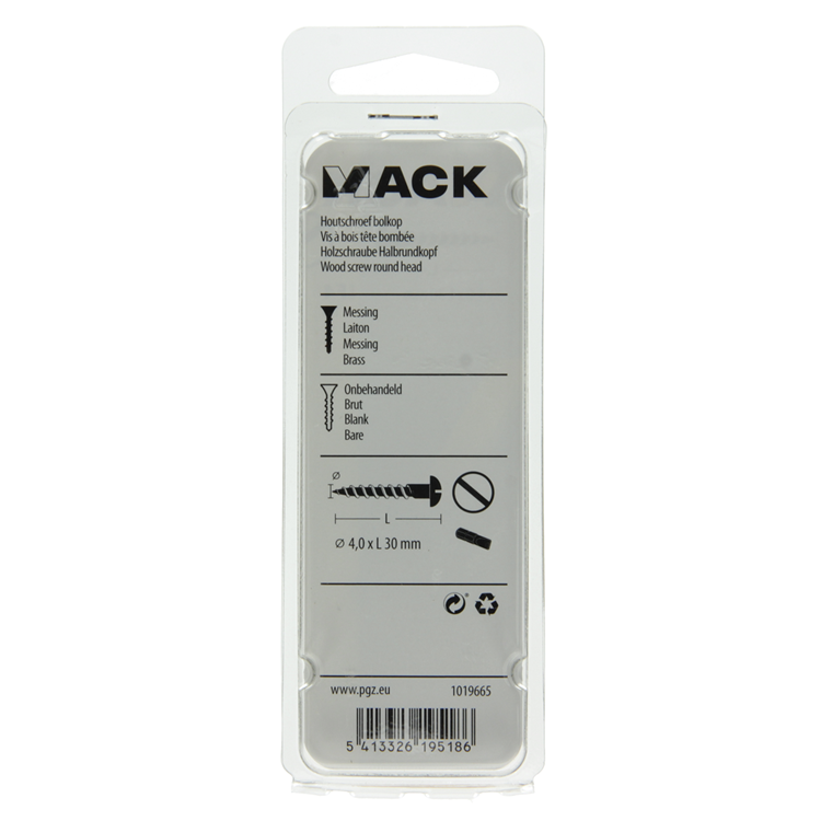 Mack 1019665 - Holzschraube Linsenkopf Messing 7 Stück 4,0 x 30 mm | 10 Stück