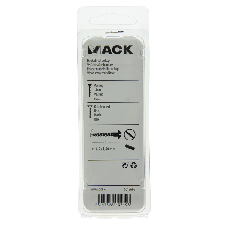 Mack 1019666 - Holzschraube Linsenkopf Messing 5 Stück 4,5 x 40 mm | 10 Stück