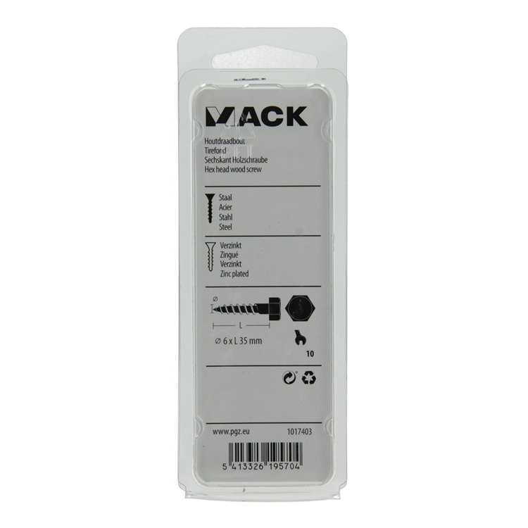 Mack 1017403 - Holzgewindebolzen Stahl verzinkt 11 Stück 6 x 35 mm | 10 Stück
